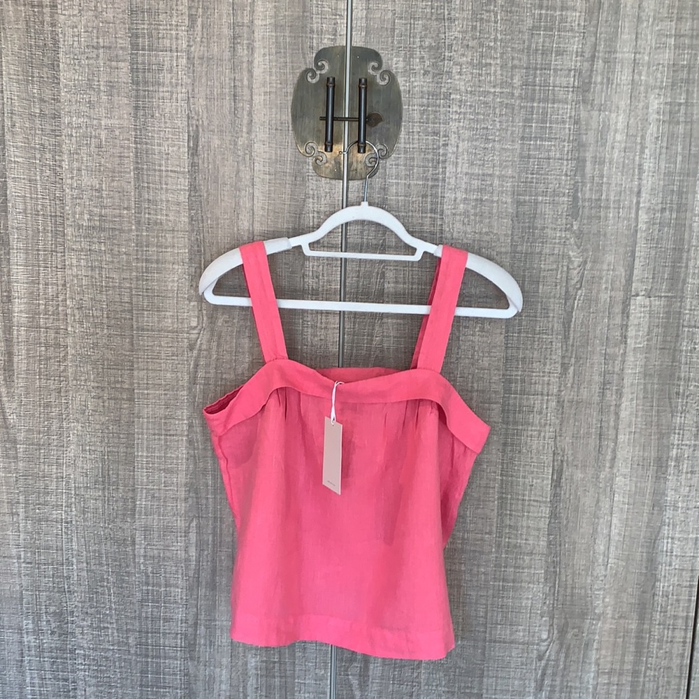 JOIE Pink Zippered Boxy Fit Sleeveless Square Neck Tank Top